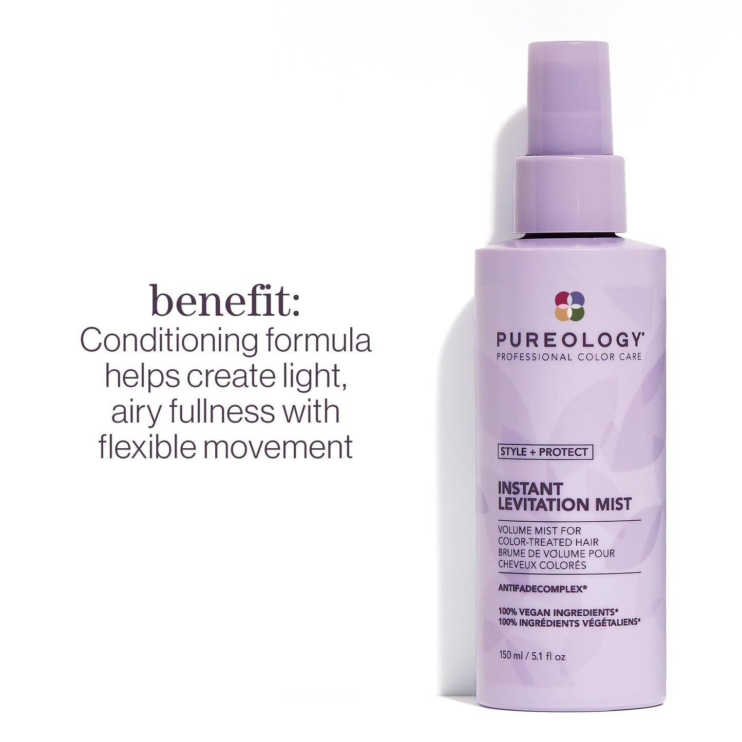 Pureology Style + Protect Instant Levitation Mist For Fine, Color-Treated Hair - Volumizes Without Weighing Down, Sulfate-Free & Vegan