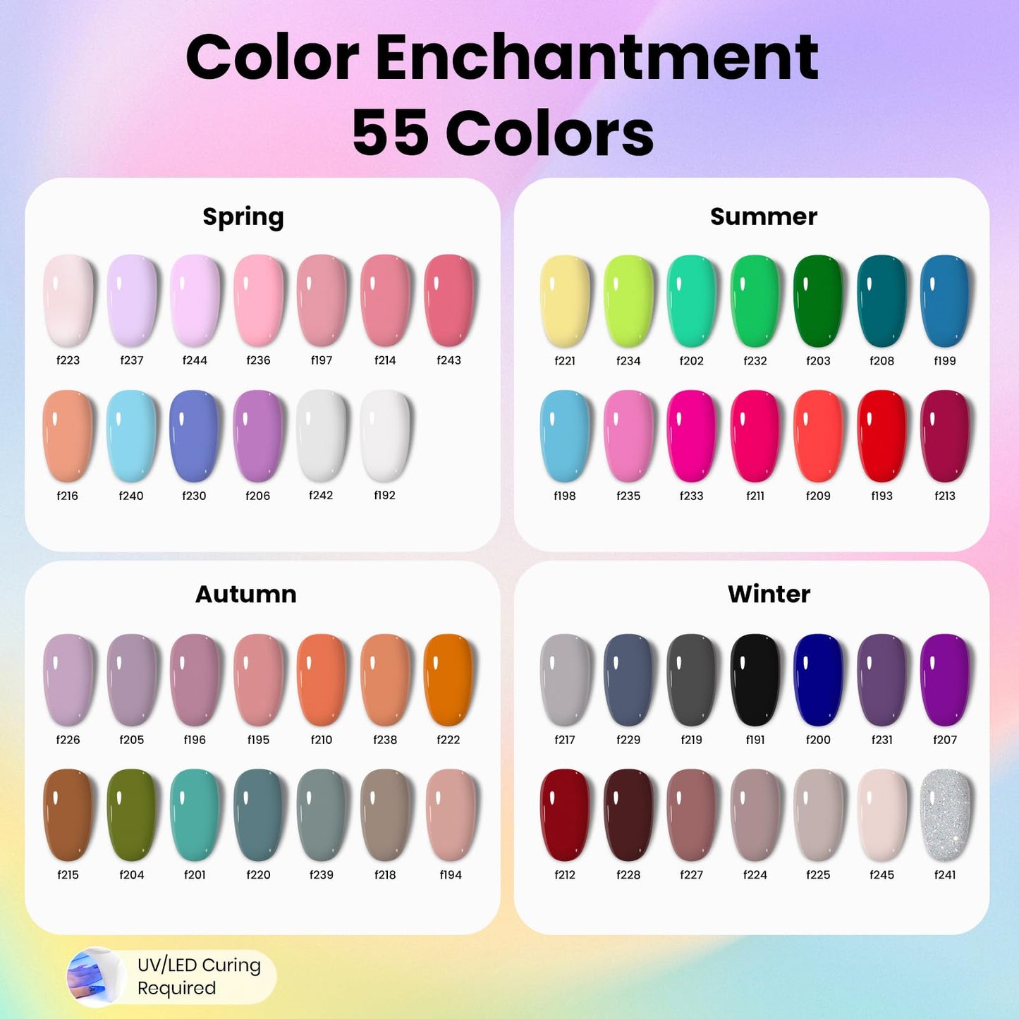 Beetles Gel Nail Polish Kit with U V Light - 80Pcs Color Enchantment 55 Colors Gel Polish Starter Kit with Base Top Coat DIY Nails Supply Stickers Beauty and Personal Care beetles Gel Polish