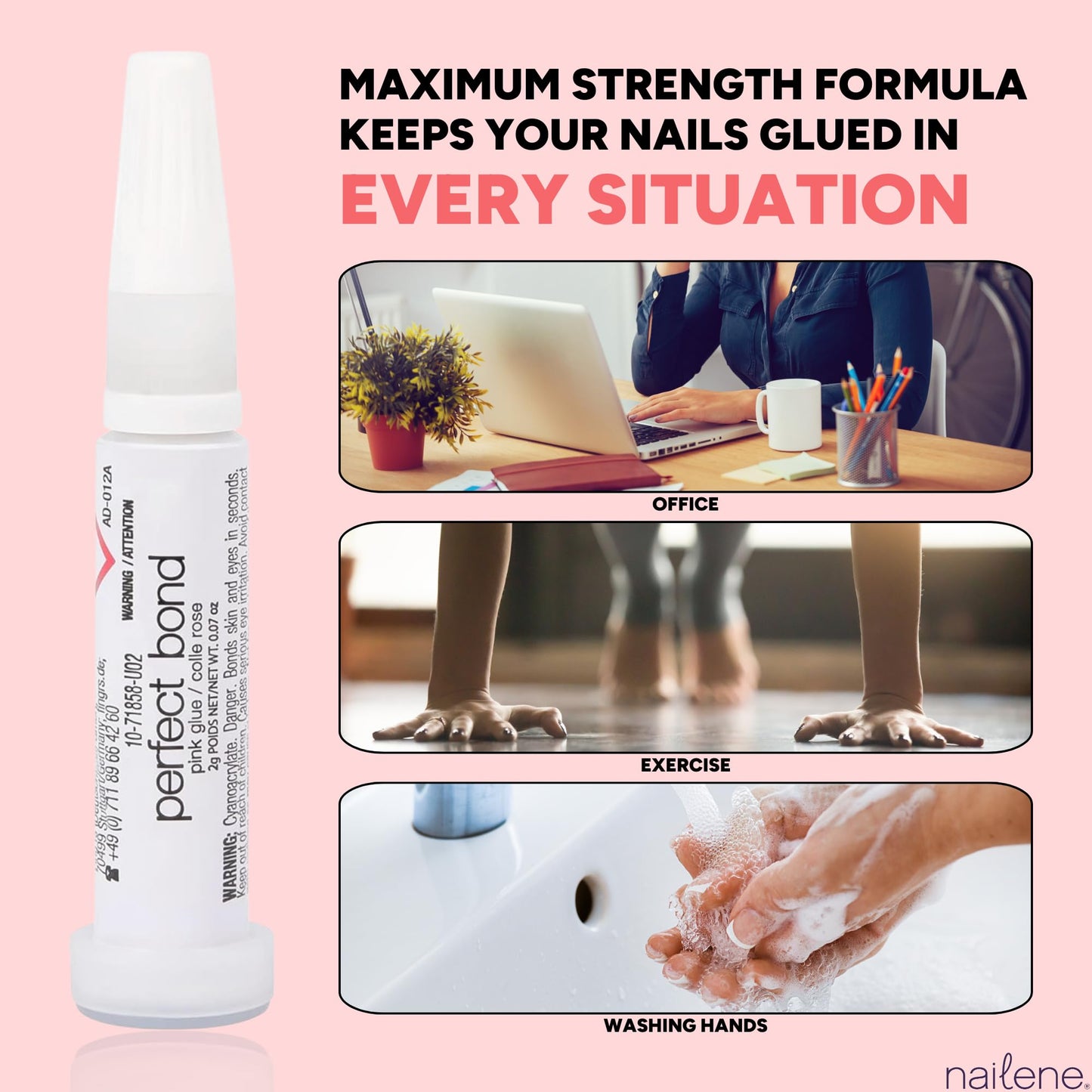 Nailene Perfect Bond Nail Glue, Super Strong, Durable, Easy to Apply Acrylic Nails, Press On Nails, Repairs Natural Nails, Quick Drying Nail Adhesive Beauty and Personal Care Nailene