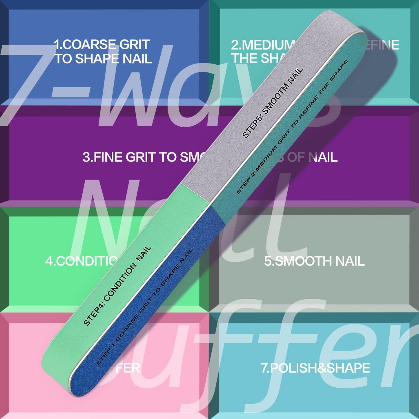 TsMADDTs Nail Buffers and Files Set with Buffer Blocks, Cuticle Trimmer, Pusher and Cuticle Oil, Nail Care Kit for Women Beauty and Personal Care TsMADDTs