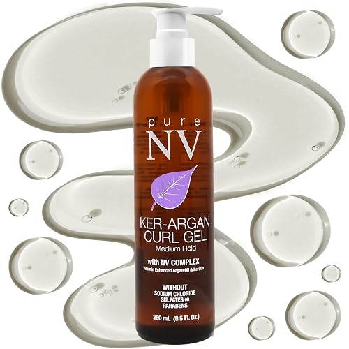 Pure NV Curl Gel Tame & Revitalize Curls, Control Frizz & Eliminate Fly-Aways, Made From Natural Vitamins & Minerals, Keratin, Collagen & Argan Oil