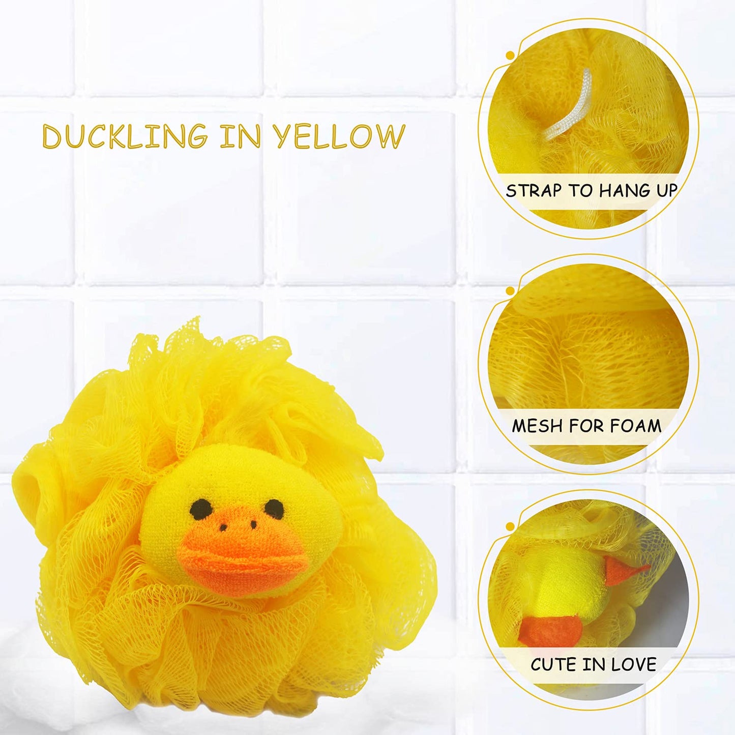 Bleu Bath (4 Pack) Lovely Animal Design Kids Exfoliating Bath Scrubber Body Scrubber Shower Ball for Baby Toddler Kids Gentle Exfoliating Bath Sponge