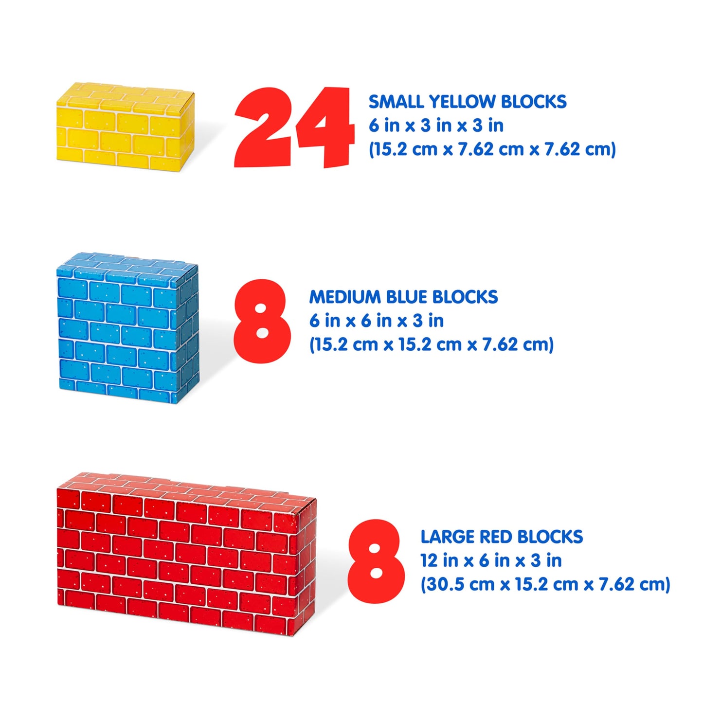 Melissa & Doug Jumbo Extra-Thick Cardboard Building Blocks - 40 Blocks in 3 Sizes