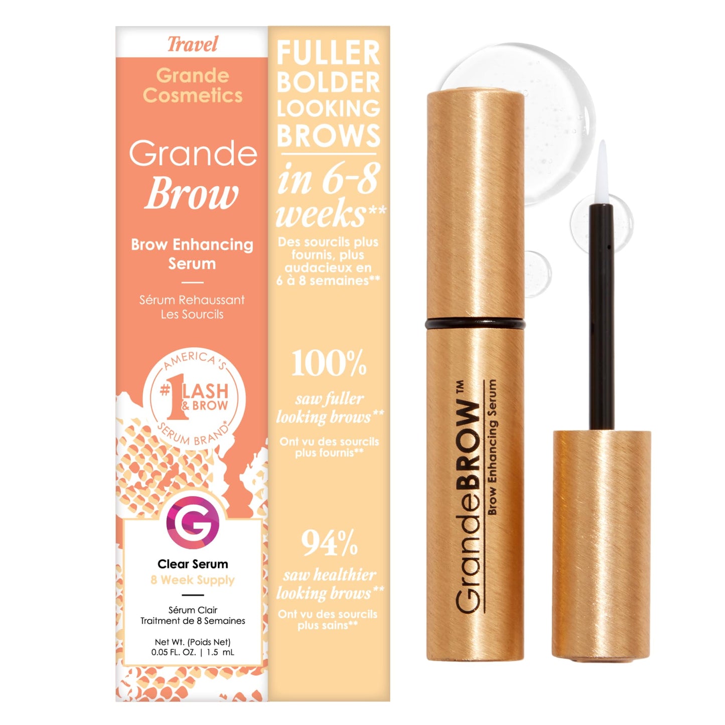 Grande Cosmetics GrandeBROW Brow Enhancing Serum for Fuller, Bolder, Looking Eyebrows - Brow Serum With Vitamins, Peptides, Antioxidants, Amino Acids Beauty and Personal Care Grande Cosmetics