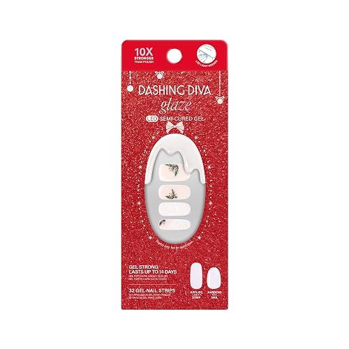 Dashing Diva Glaze Nail Strip Set - Garland Frost - Long Lasting, Chip Resistant, Semi-Cured Gel Nail Strips - Gel Set - 4-Piece Manicure Kit with 32 Beauty & Personal Care Dashing Diva