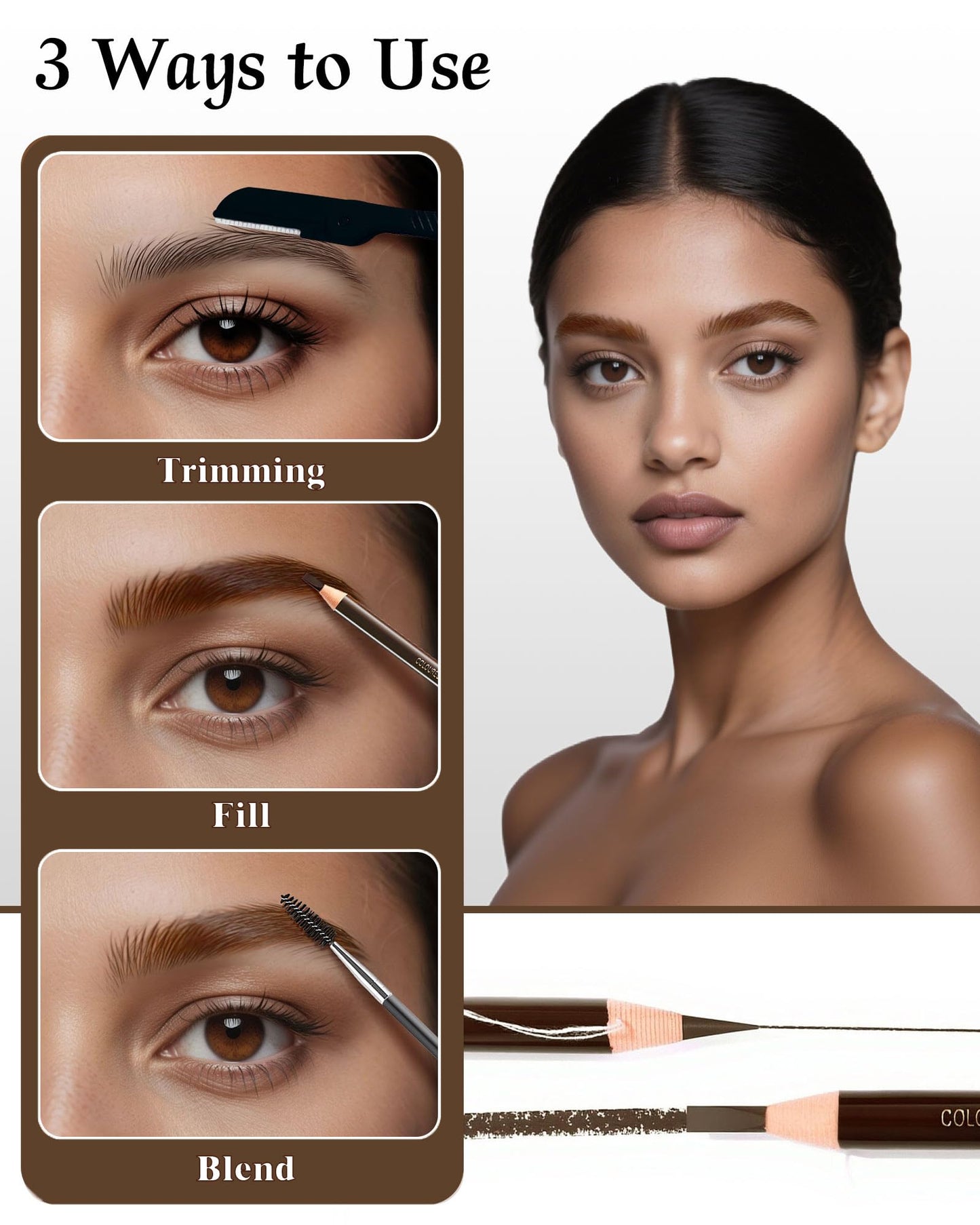 SUMEITANG 12 Piece Dark Brown Waterproof Eyebrow Pencils for Women w/Microblading Eyebrow Pencil & Brow Trimming Supplies Kit Permanent Eye Brow