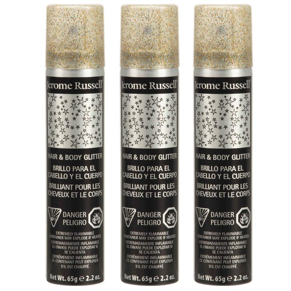 Jerome Russell Temporary Hair and Body Glitter Color Spray, Travel Spray, Lightweight, Adds Sparkly Shimmery Glow, Perfect to use On Hair, Skin, or