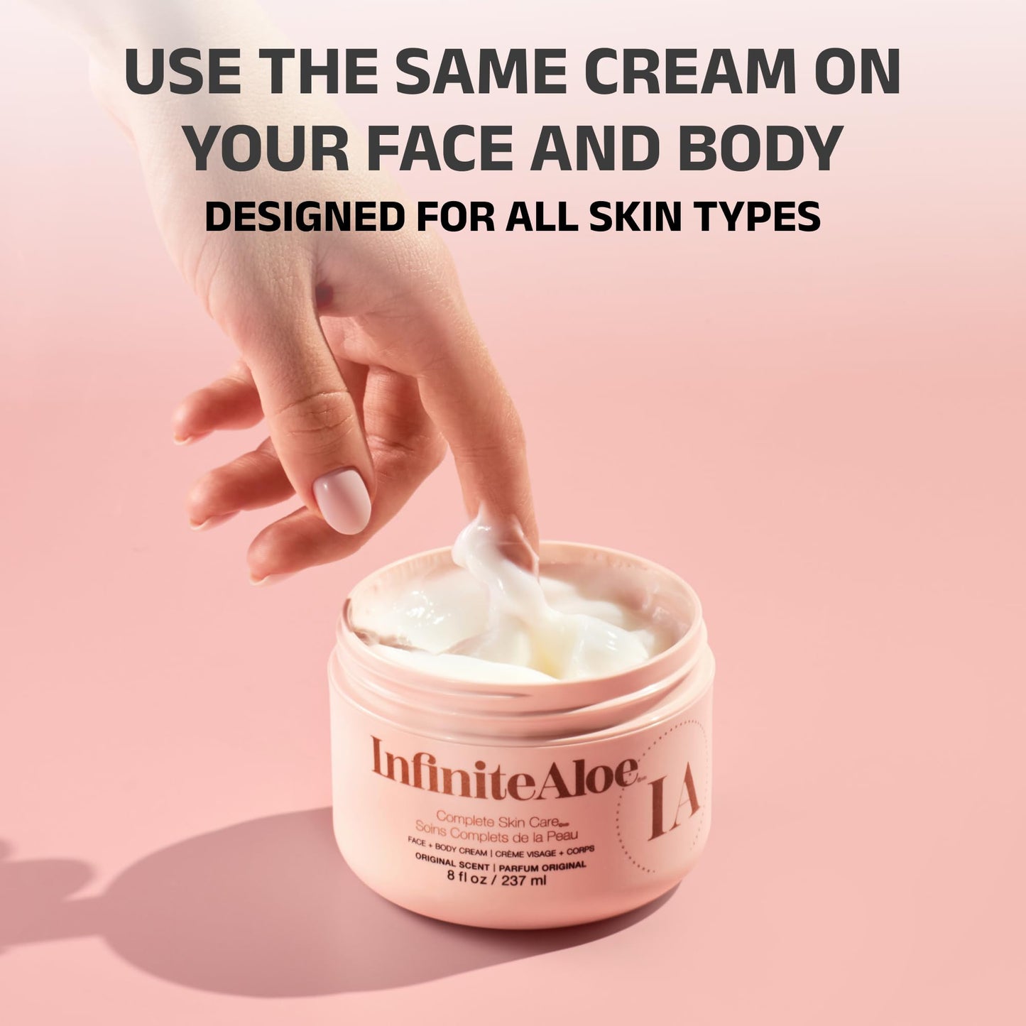InfiniteAloe Complete Skin Care, Aloe Vera Powered Face and Body Cream for All Skin Types, Dry Skin Everyday Hero, Original Scent - Large Jar 8 oz & 2