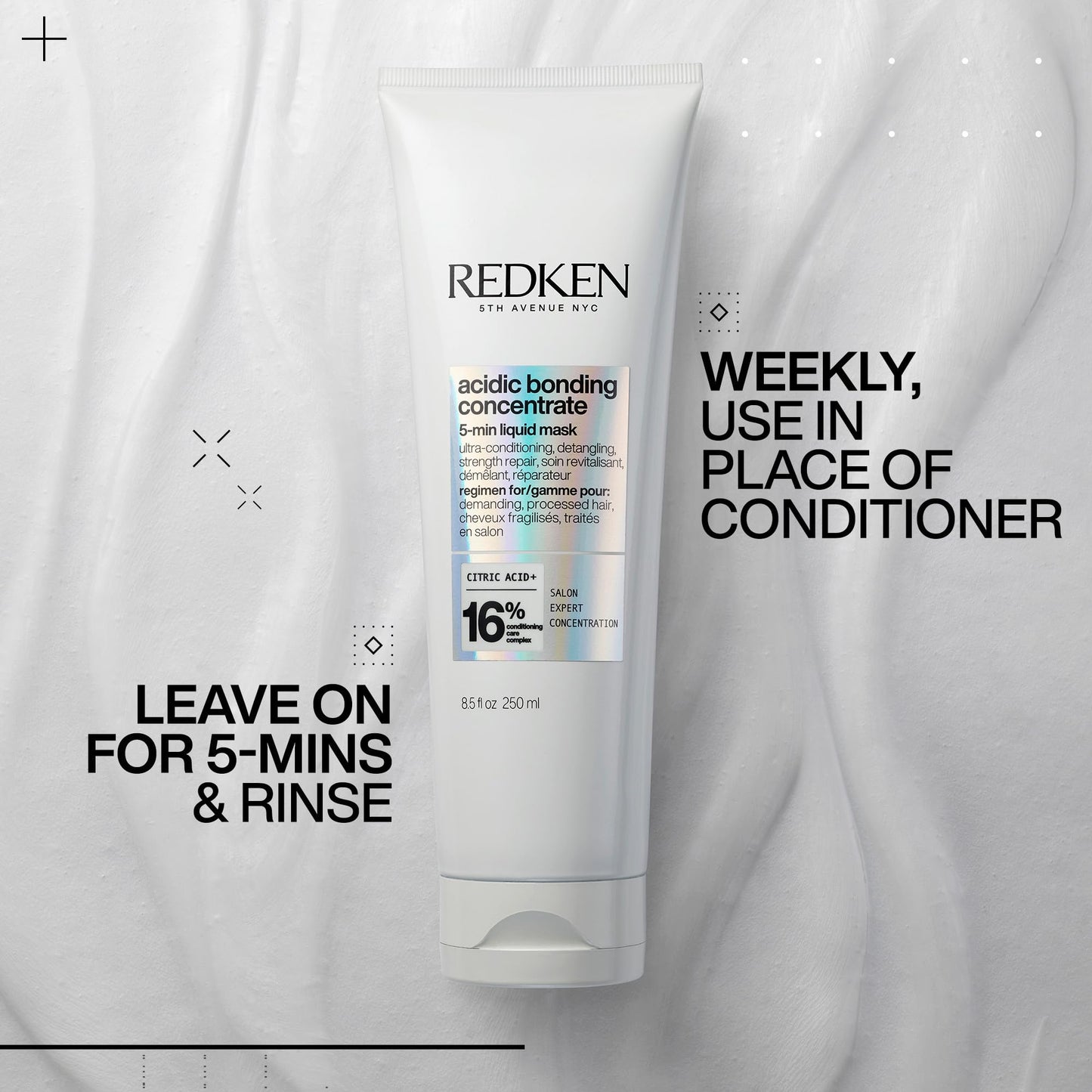 Redken Acidic Bonding Concentrate Hair Mask - Hydrating 5 Minute Liquid Mask, Bond Building & Strengthening, For Dry, Damaged Hair, 8.5 Fl Oz Beauty and Personal Care Redken