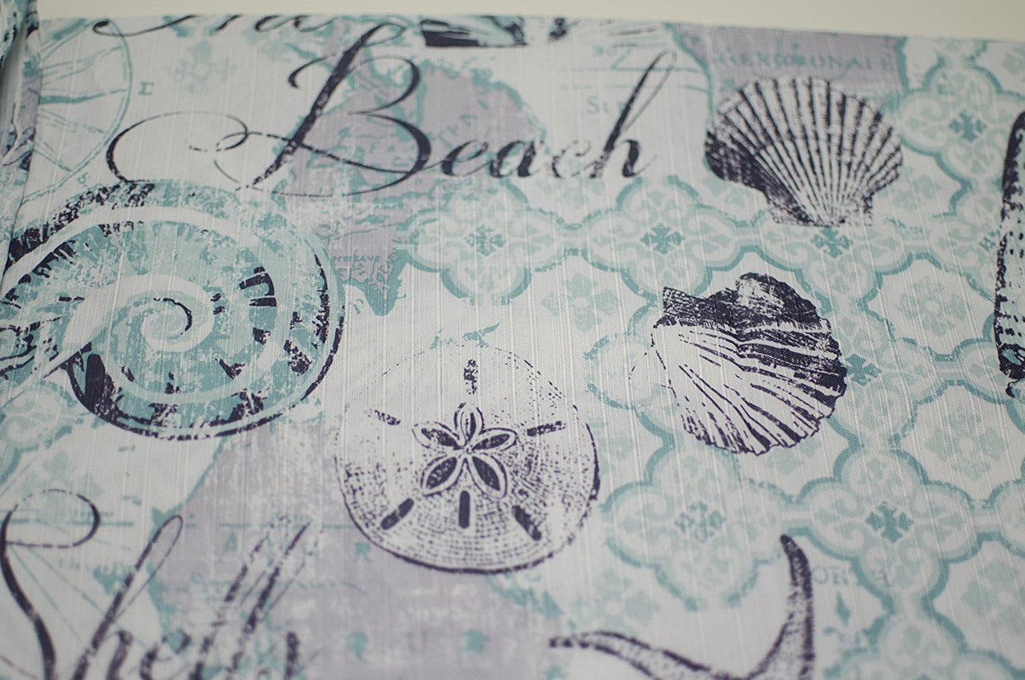 Linen Store Shower Curtain for Bathroom Printed Durable Fabric Canvas Shower Tub Decor, Wateresistant Curtains, 70"x70" Marina