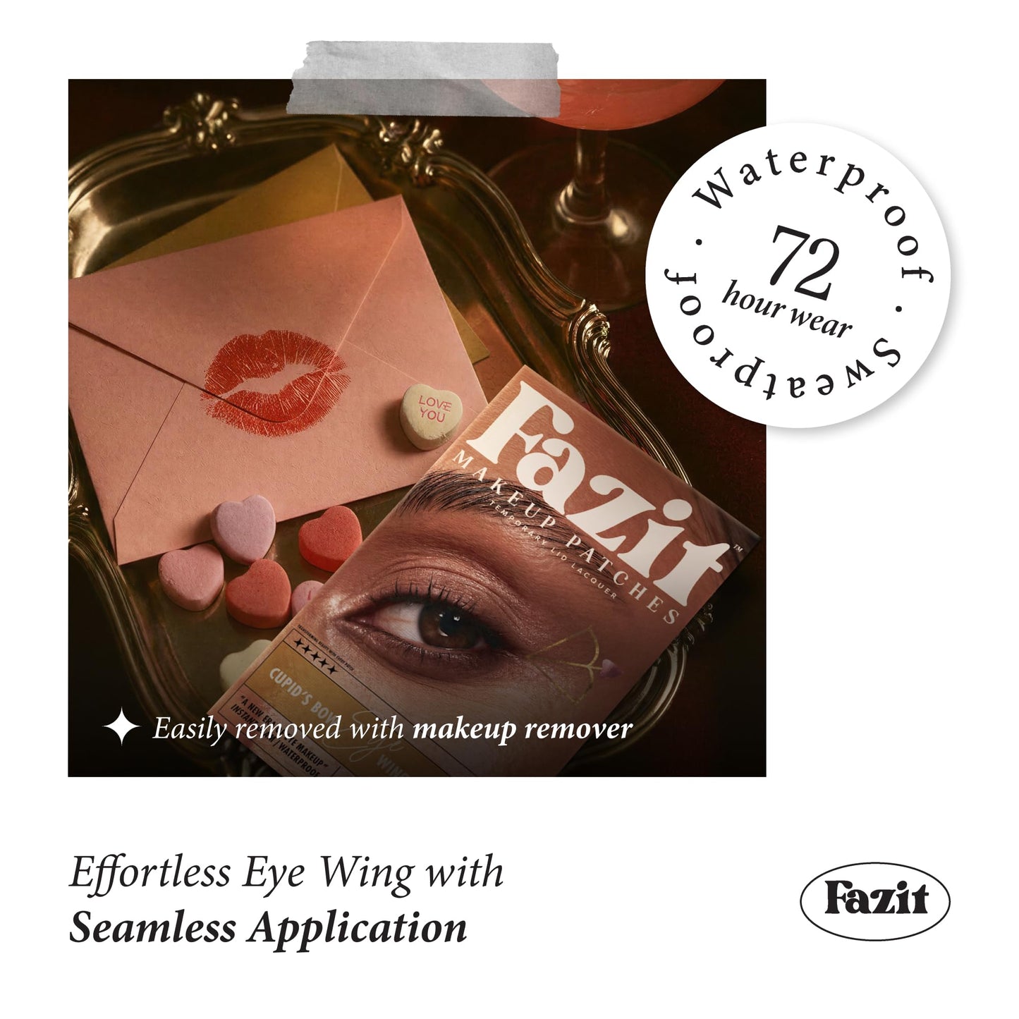 Fazit Makeup Patches - Cupid's Bow Eye Wings - Glow Up Make-Up Patches - Cute Glitter Makeup Accessories For Women - Cosmetic Glitter For Face