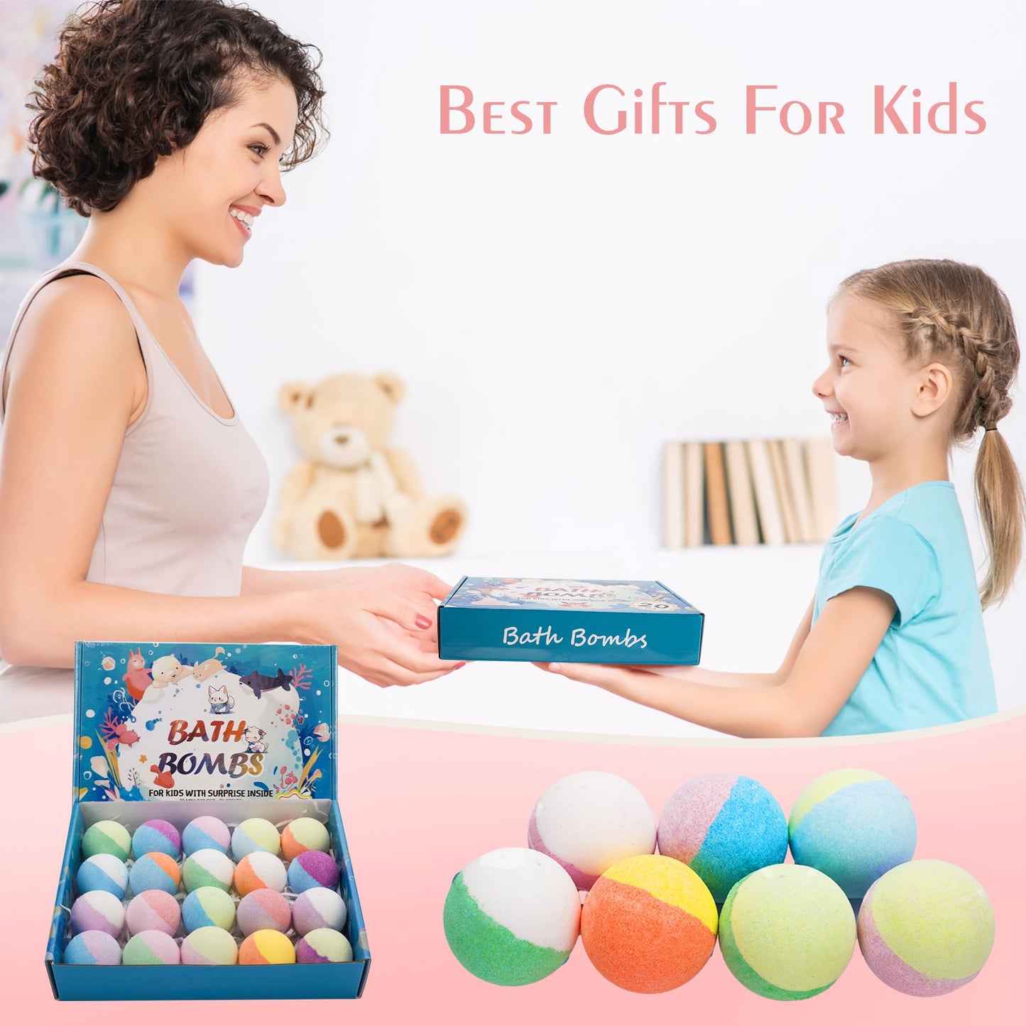 20 Pack Bath Bombs for Kids with Surprise Inside Bubble Bath Toys Organic Natural Bath Bombs Set Easter Basket Stuffers Birthday Christmas Gift Beauty and Personal Care GDXINYES