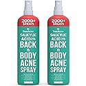 Salicylic Acid Back & Body Acne Spray, Back Acne Solution For Women And Men, Acne Body Spray with Tea Tree Oil, Fast-Drying Back Acne Spray, Fine
