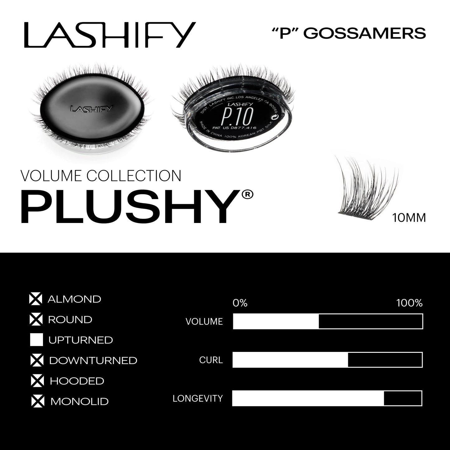 Lashify Plushy 10mm Gossamer Lashes in Black, Easy DIY False Lashes for a Voluminous Yet Still Natural Look