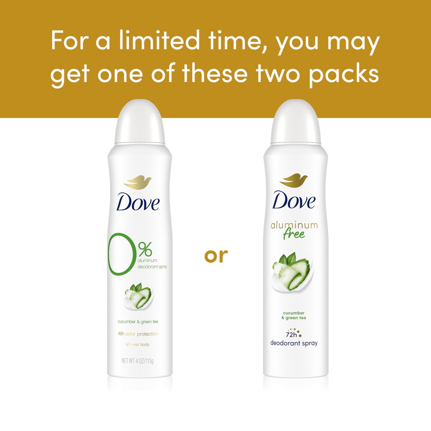 Dove Aluminum Free Deodorant Spray for Women Cucumber & Green Tea 72 hour odor protection 4 oz Beauty and Personal Care Dove