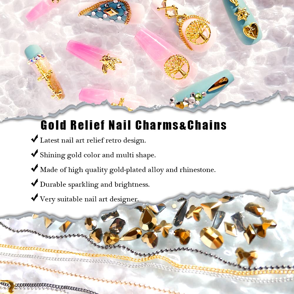 3D Cross Nail Charms,Gold Flat Back Nail Pearls Beads for Crafting,Cute Nail Charms Y2k Rhinestones Jewelry for Nail Art Flower Virgin Mary Religious