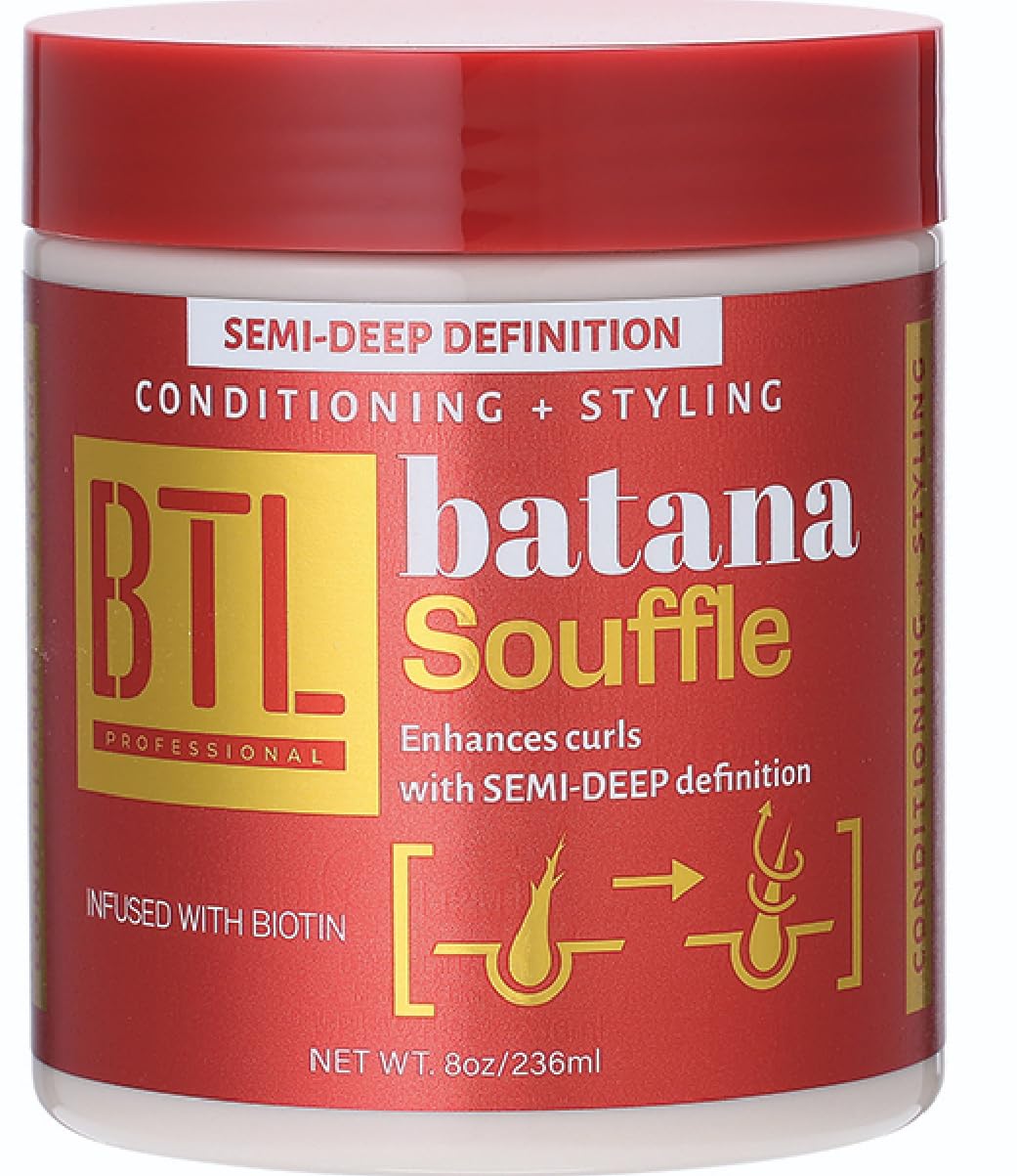 BTL Batana Souffle Hair Cream | Enhances Curls with Semi-Deep Definition | 8oz