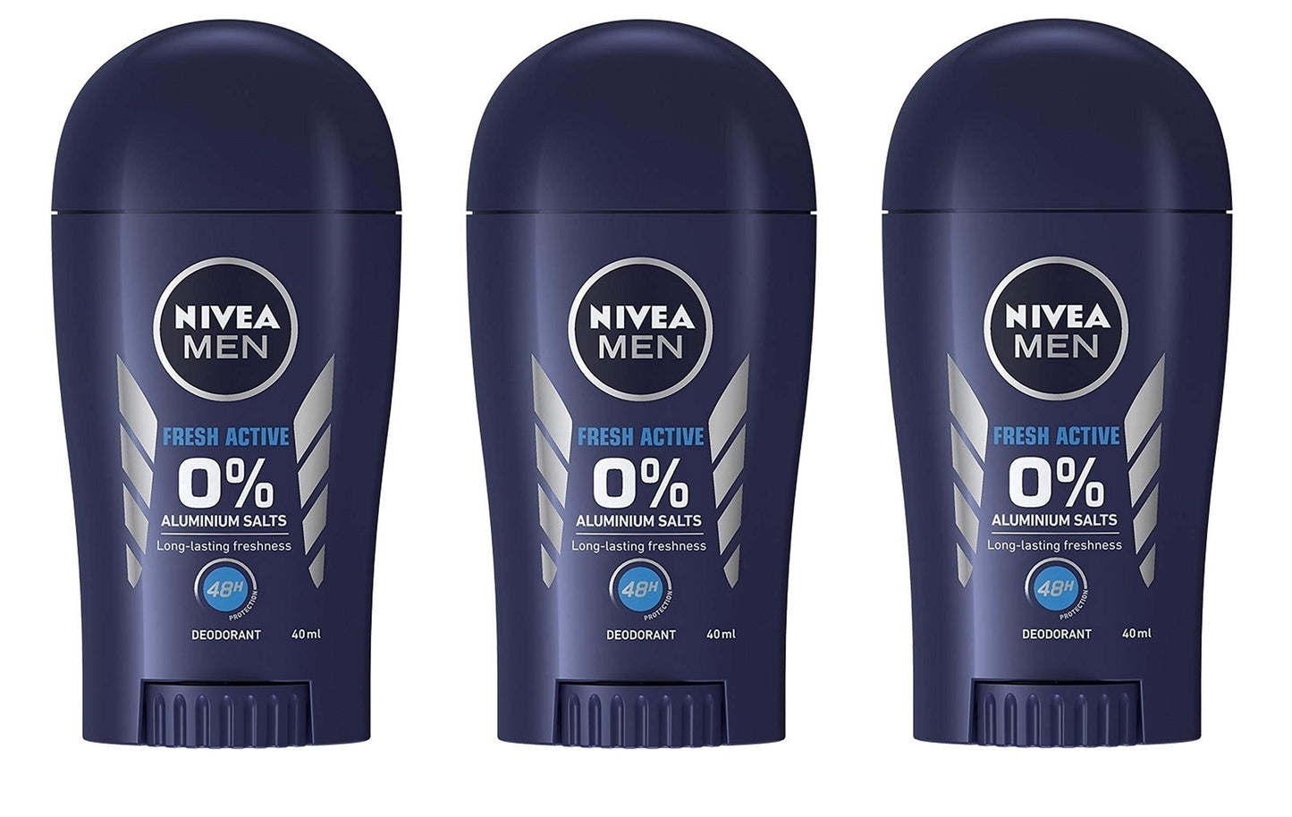 3x Nivea Fresh Active Deodorant Stick 0% Aluminium for Men (Pack of 3)