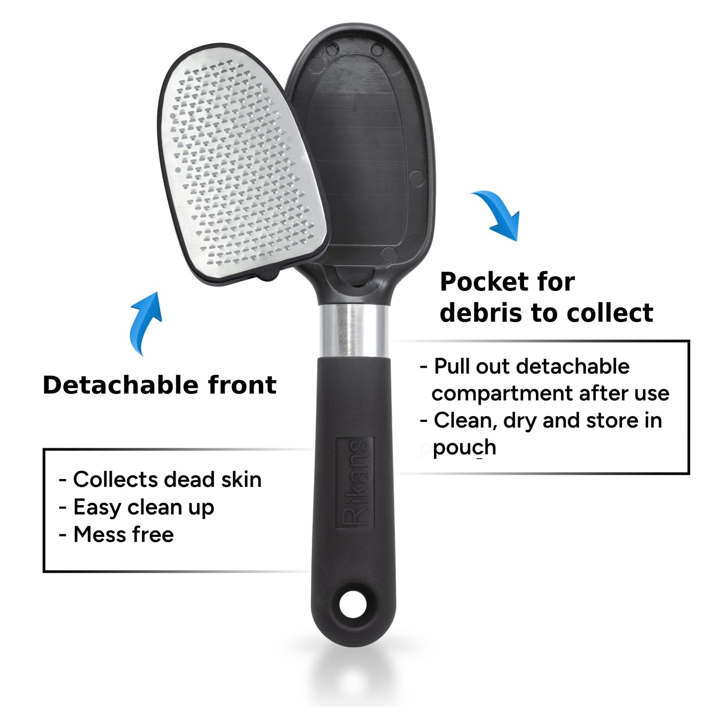 Rikans Foot File Foot Rasp Callus Remover Dead Skin Remover Double Sided Foot Scrubber Foot Care Pedicure Tool to Remove Hard Skin Can Be Used Wet or