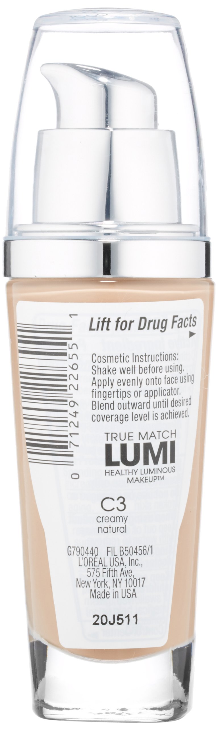 L'Oréal Paris True Match Lumi Healthy Luminous Makeup, C3 Creamy Natural, 1 fl. oz.