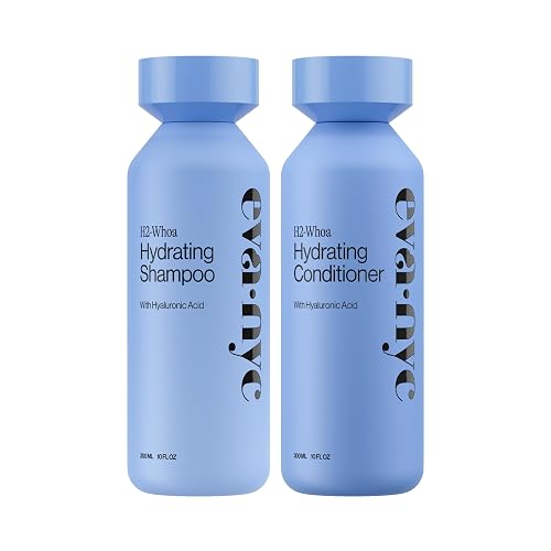 Eva NYC Hyaluronic Acid Hydrating Shampoo and Conditioner Set - Add Moisture + Shine - Restore Hydration + Soften - All Hair Types - Gentle Cleanse