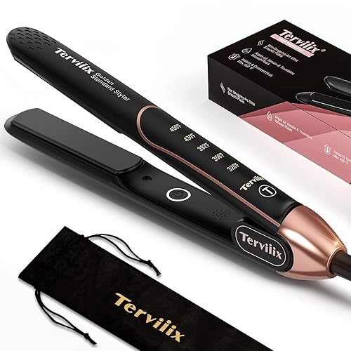 Terviiix Non-Snagging Ceramic Flat Iron Hair Straightener 1 inch, Plancha De Cabello,3X Less Damage Hair Straightener and Curler, 15s Fast Heating, 5