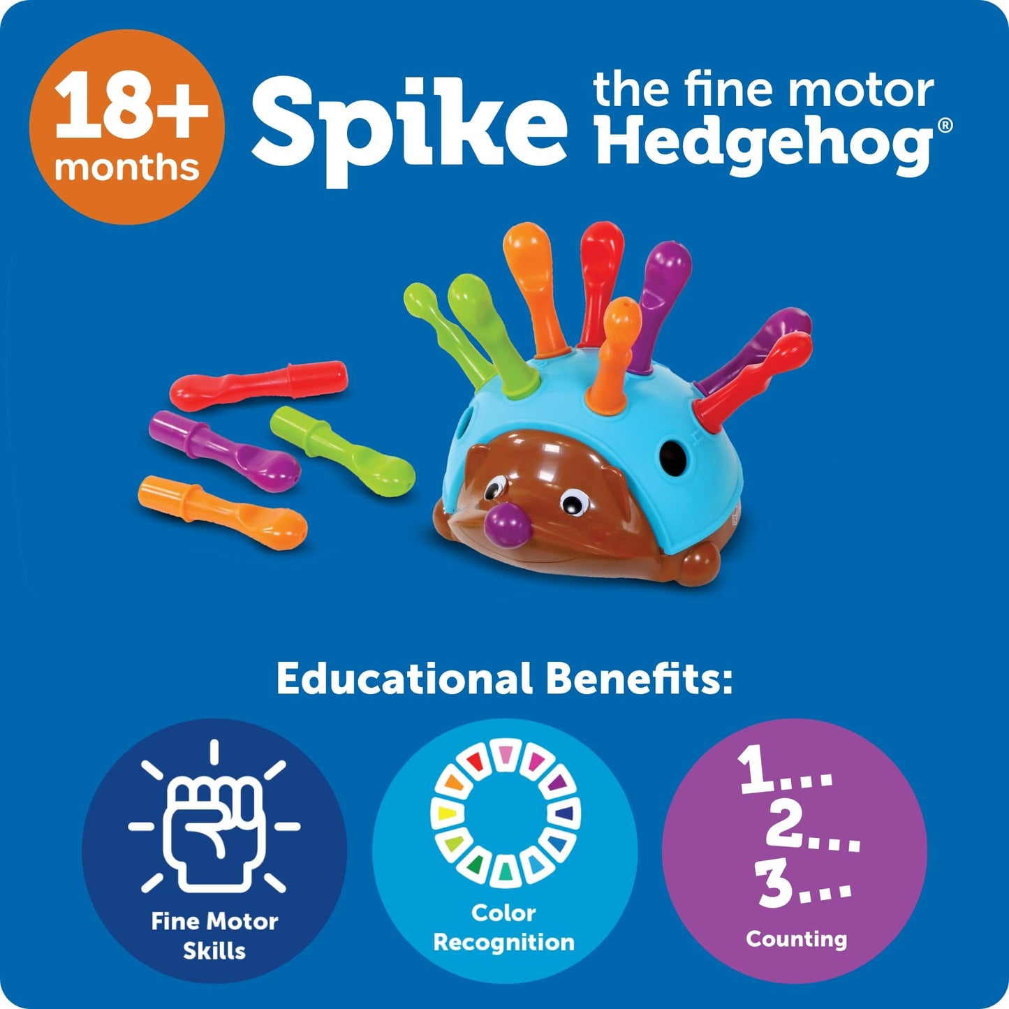 Learning Resources Spike The Fine Motor Hedgehog – Montessori Toddler Toy for Stacking, Sorting & Matching, Educational Gift for Kids Ages 18m+