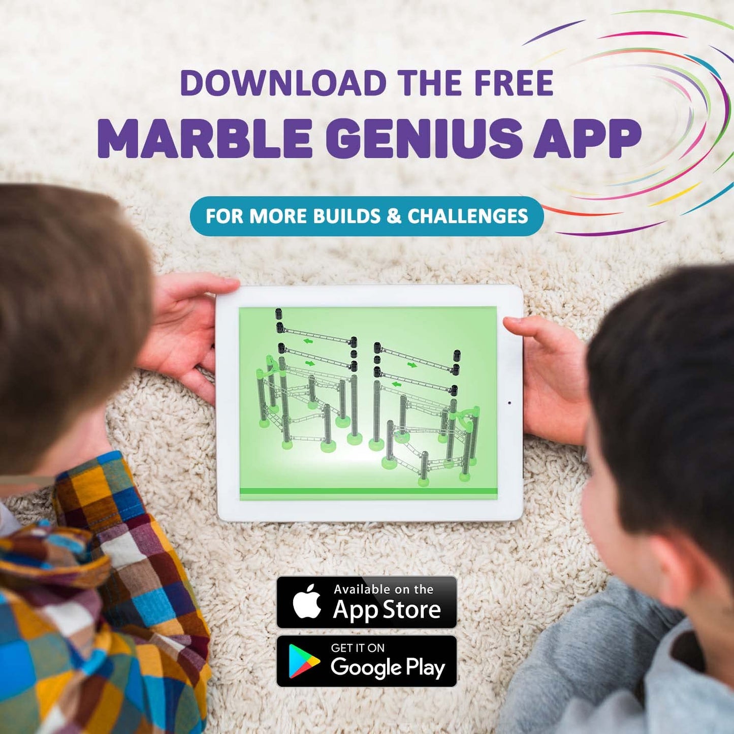 Marble Genius Marble Rails Extreme 625pcs Set – STEM Marble Run with 55 Marbles, Rails & Bases, Full-Color Instructions for Kids 8+