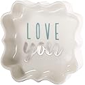 Pavilion - Love You - Teal & Silver - 3 Inch Mini Jewelry Dish with Gift Box