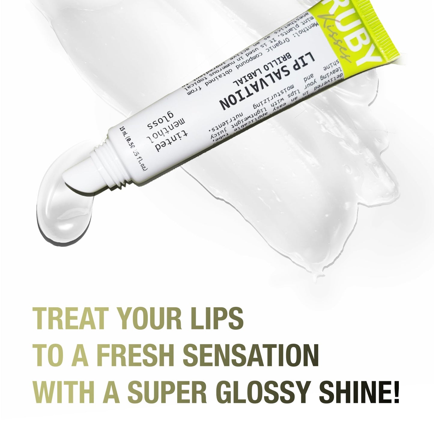 Ruby Kisses Salvation Lip Gloss, Lightweight, Juicy Shine, Menthol Infused Conditioning Lip Treatment, Heals, Cools & Calms, Deep Hydration Lip Care