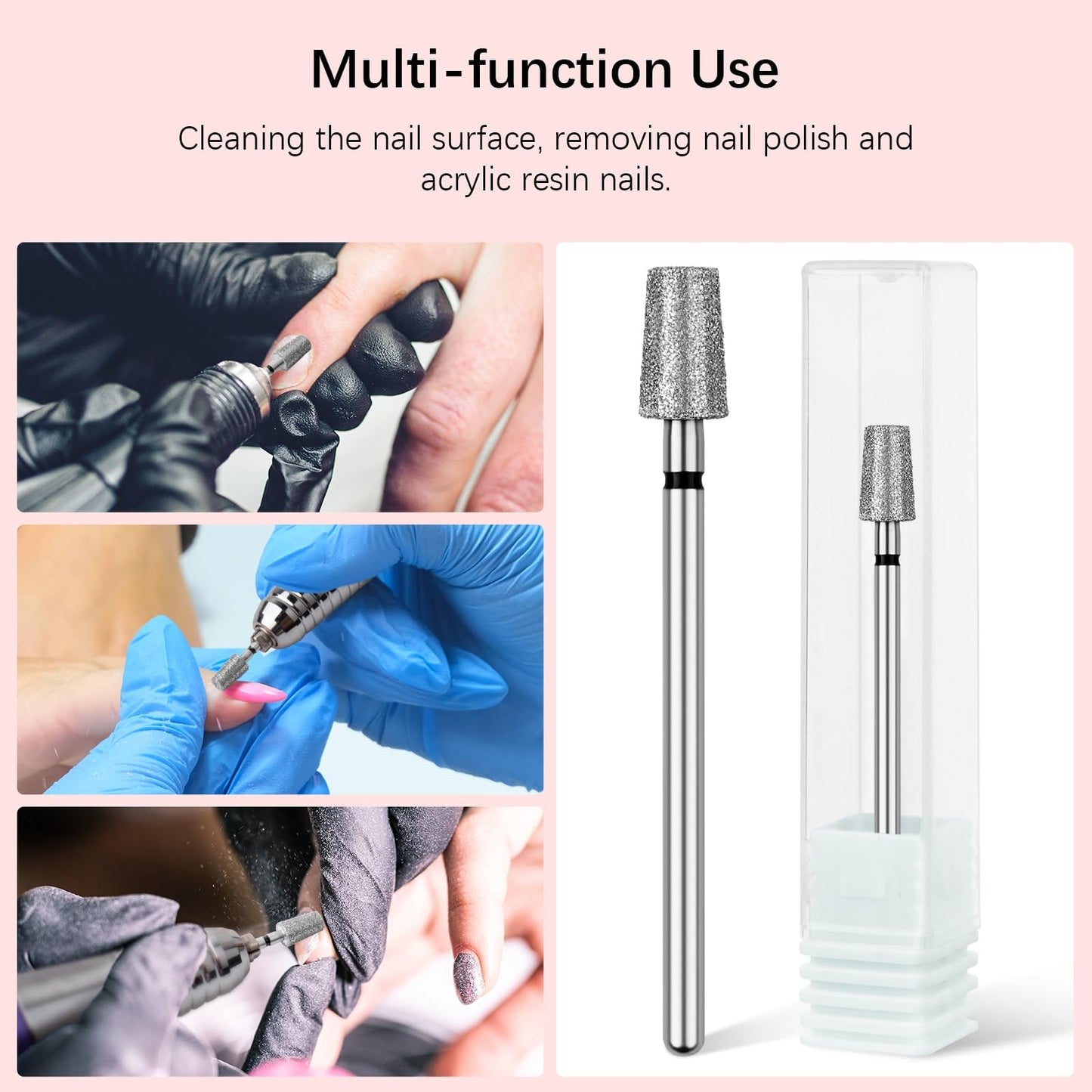 Rolybag Cuticle Nail Drill Bits Tapered Barrel Cuticle Drill Bit for Nail Diamond Drill Bits 3/32” Professional Safety Cuticle Clean Drill