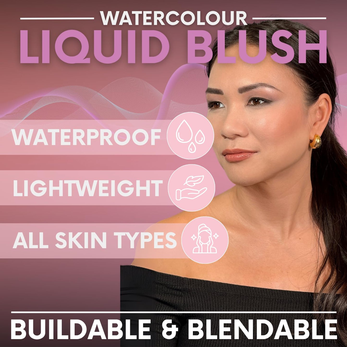 Daniel Sandler Watercolor Liquid Blush - Buildable, Blendable & Long-Lasting Liquid Blush for Cheeks, Lips, & Eyes - Lightweight & Water Resistant