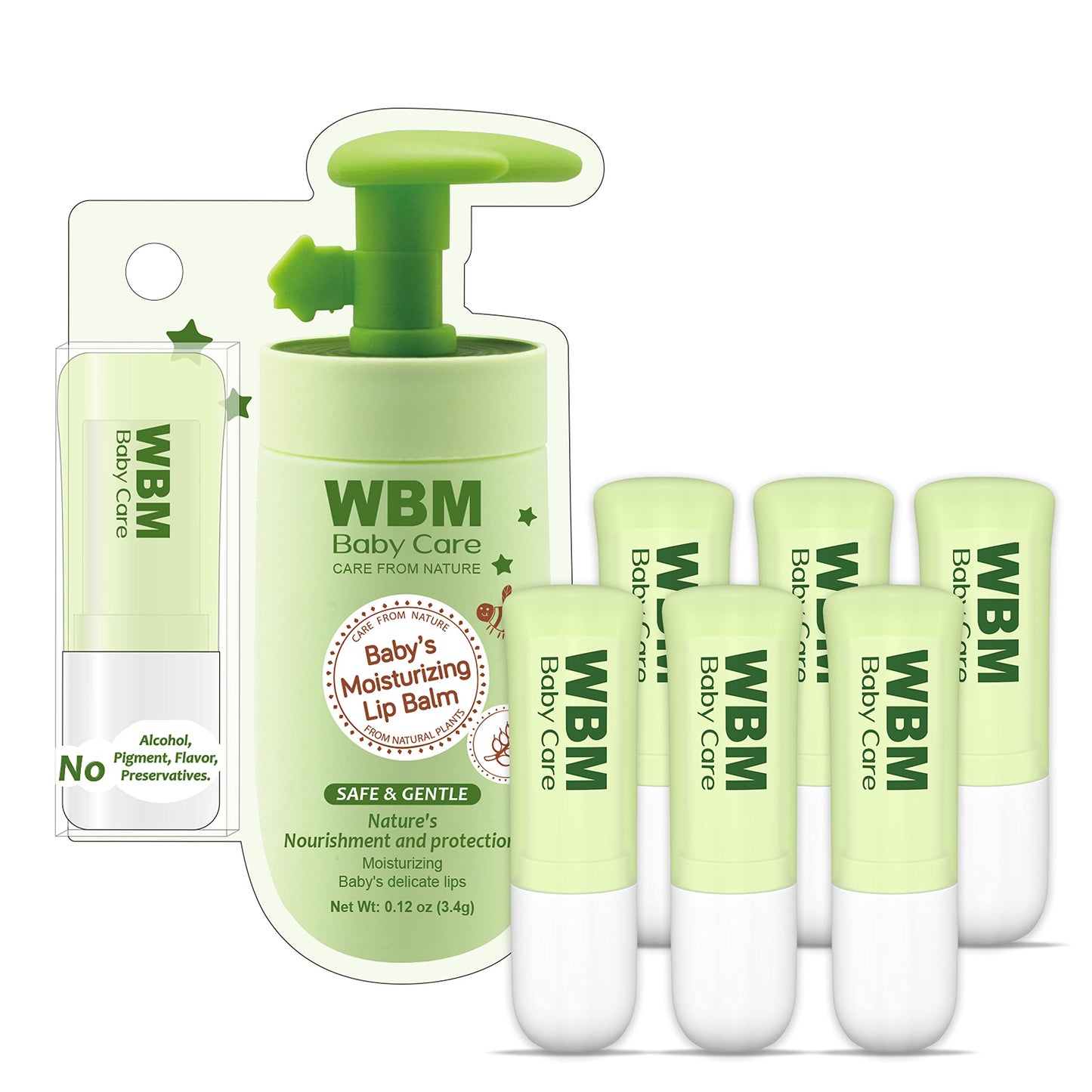 WBM Care Kids Organic Lip Balm, enriched with 100% natural ingredients, provides a hydrating and soothing effect | Pack of 6, each 0.12 oz for soft