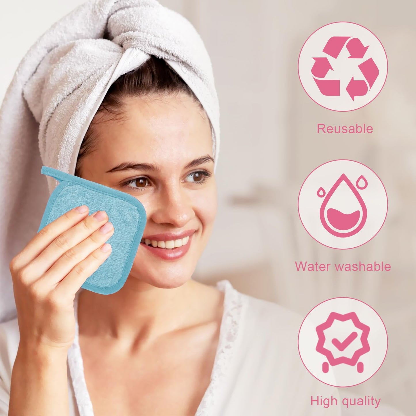 Puomue Makeup Remover Cloth 12 Pack, Ultra Soft and Reusable Microfiber Makeup Remover Towels for All Skin Types, Perfect Face Towels for Women, 6 Beauty and Personal Care Puomue