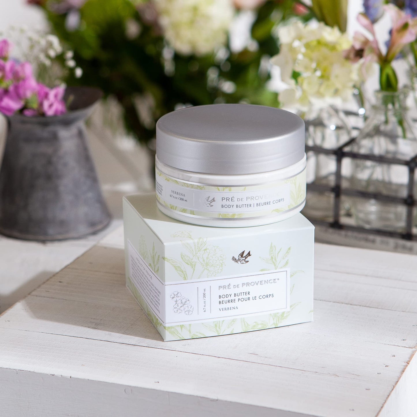 Pre de Provence Collection Shea Butter Enriched Body Butter Soothing & Hydrating Emollient Cream Body Moisturizer for Women, 6.7 Fl Oz, Verbena