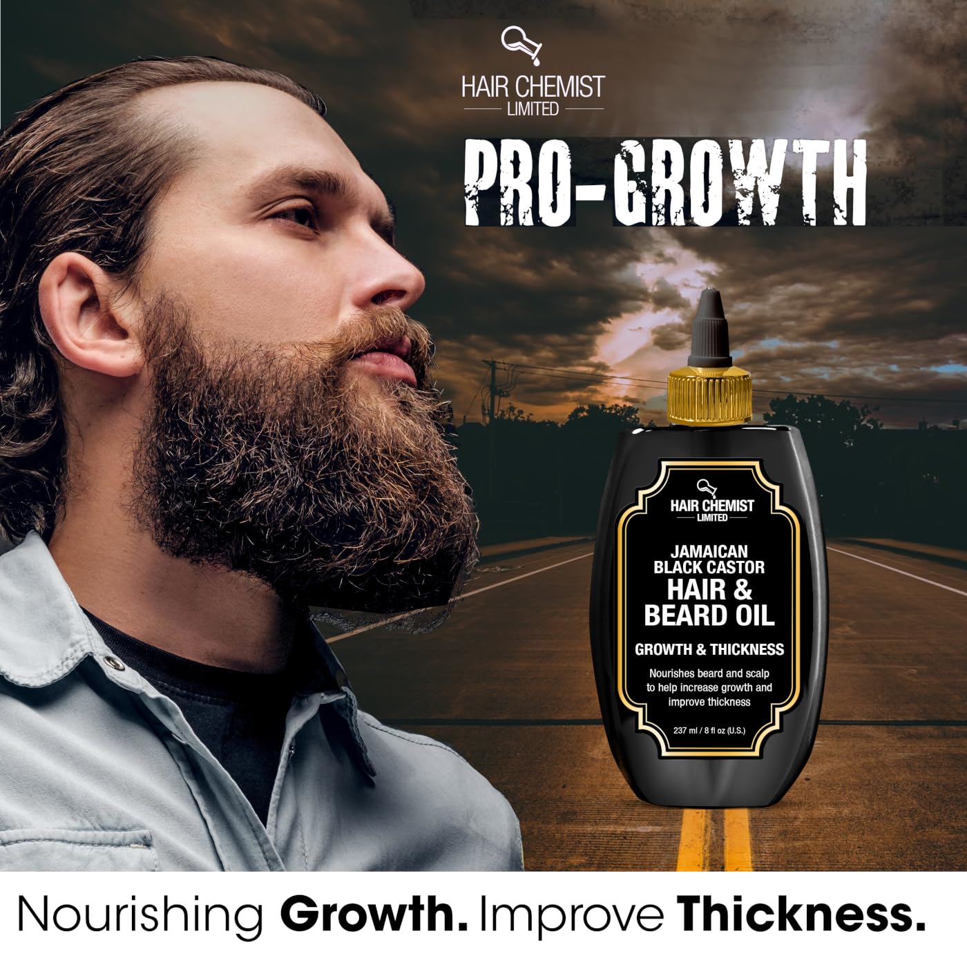 Hair Chemist Growth & Thickness Jamaican Black Castor Hair & Beard Oil 8 oz.
