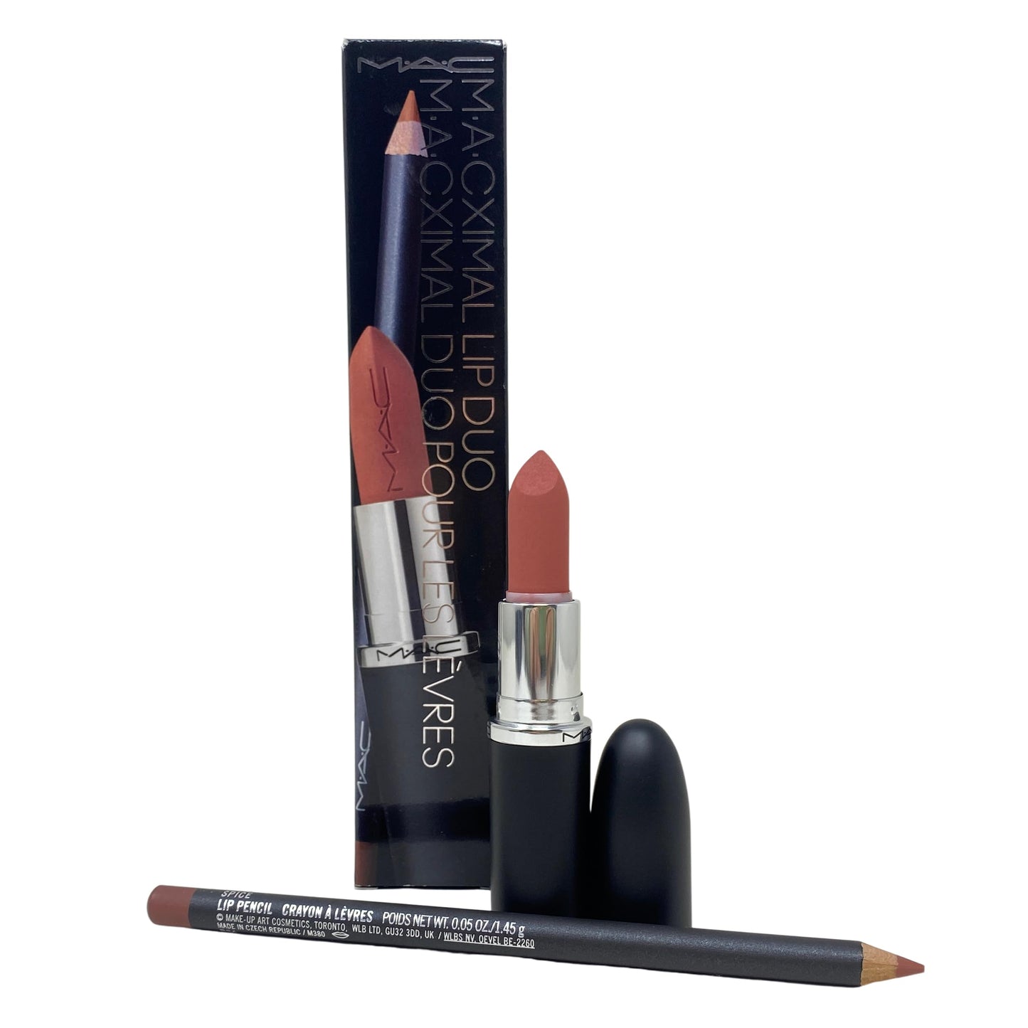 MAC Cosmetics M·A·Cximal Lip Duo - Velvet teddy - Silky Matte Lipstick and a Lip Pencil in Spice.
