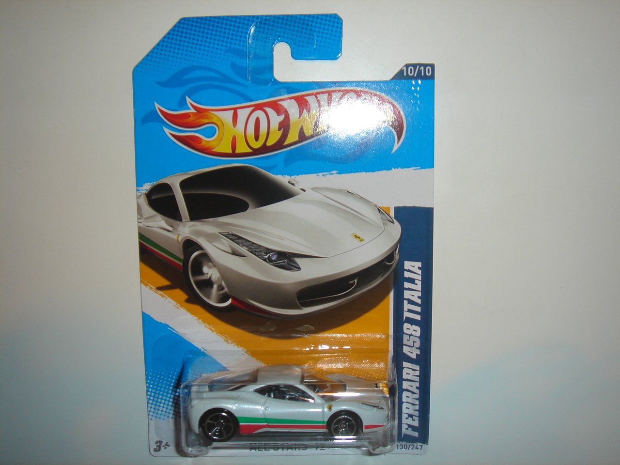 Hot Wheels 2012 All Stars Ferrari 458 Italia White Card 130