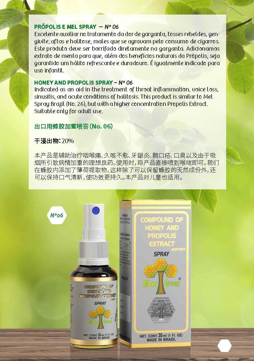 Wax Green Spray Propolis with Honey Glycolic Extract-Non Alcoholic Wax Free Sugar Free N'06 30ml 1 fl oz Beauty and Personal Care Wax Green Propolis