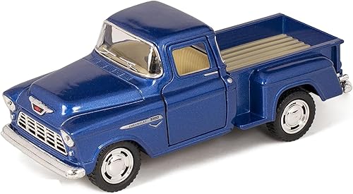 KiNSMART 1955 Chevrolet Stepside Pickup Truck 5 Inch 1:32 Scale Die Cast Metal Little Blue Truck