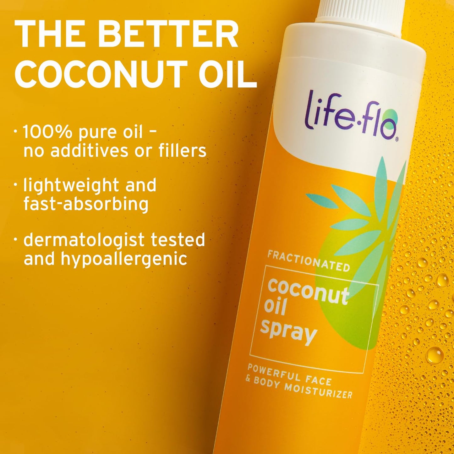 Life-Flo Fractionated Coconut Oil Spray - Liquid Coconut Oil for Skin, Hair and Nails, Lightweight Face Oil, Body Moisturizer, Cuticle Oil