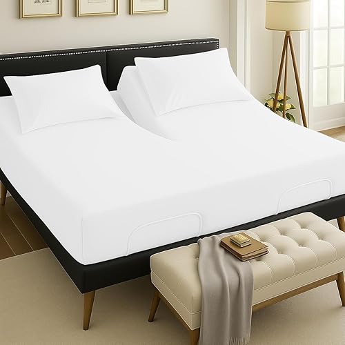 Linens Limited 4 Piece Top Split California King Sheets for Adjustable Bed 100% Egyptian Cotton 34" Split at Top 800 Thread Count Sheets for Sleep
