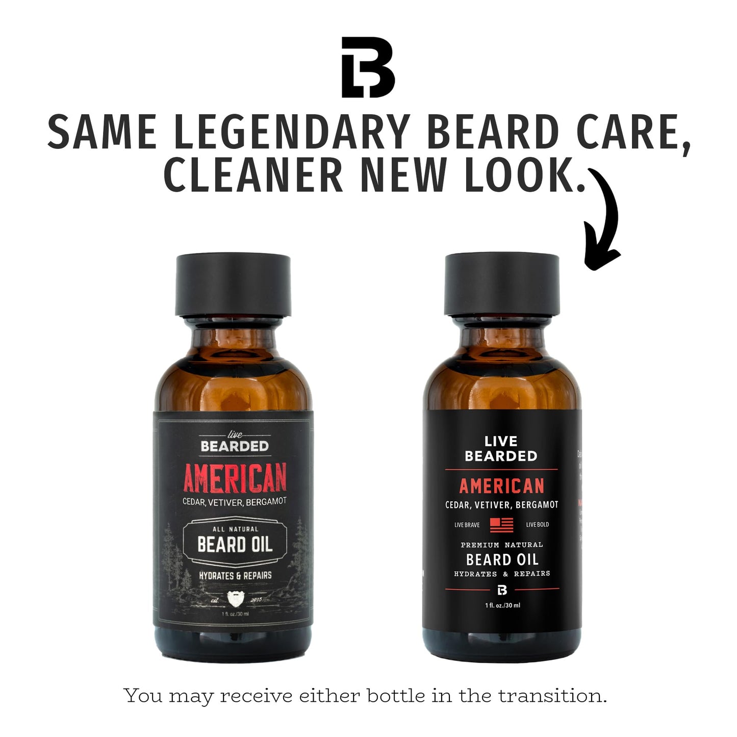 Live Bearded Beard Oil, 1 fl oz - Premium All-Natural Jojoba - Made in the USA - Hair and Skin Care for Men with Dry, Flaky Patches | American Scent