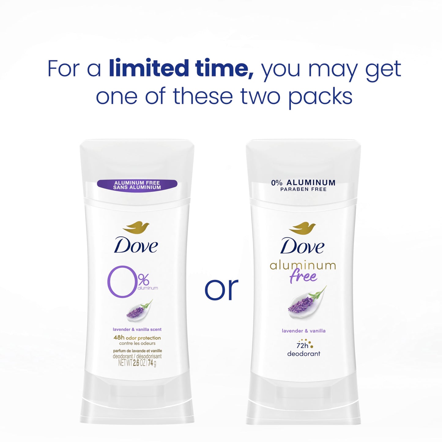Dove 0% Aluminum Deodorant Stick Non irritating for Underarm Care Lavender and Vanilla Kindest Aluminum free 2.6 oz Beauty and Personal Care Dove