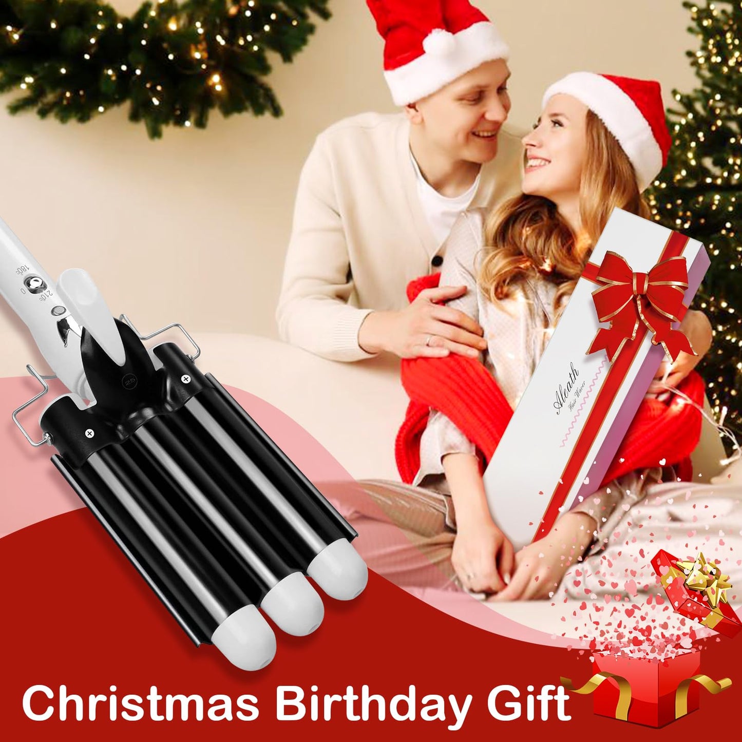 Three Barrel Curling Hair Crimper: Aleath Dual Voltage Crimper Hair Tool - 1 inch 3 Barrels Curler Iron Wand