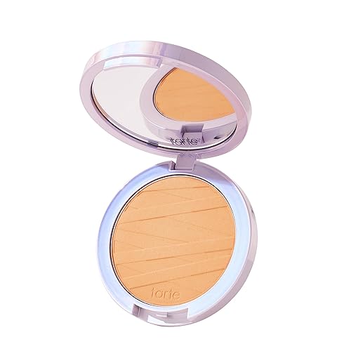 tarte face tape pressed powder - Medium-Coverage Waterproof Powder, Hyaluronic Acid & Peptides to Smooth & Set Makeup, Lightweight, Vegan & Cruelty-Free, full size, 34S medium sand