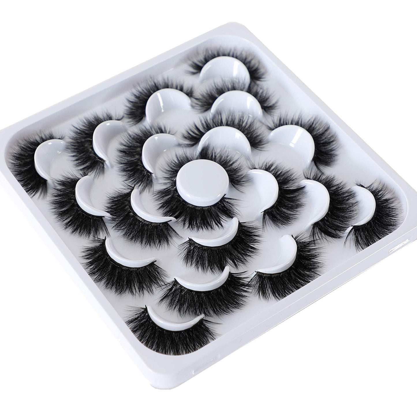 Newcally Lashes 3D Fake Eyelashes 18MM Dramatic Faux Mink Eyelashes Pack 10 Pairs Thick Long Volume False Eye Lashes