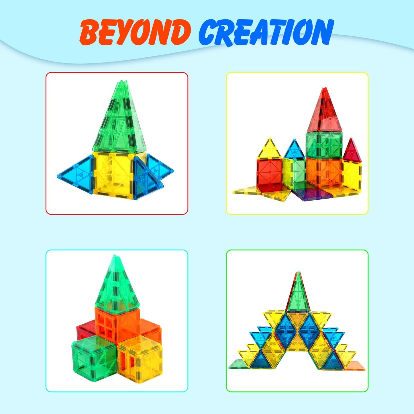 Gemmicc Magnetic Tiles 136pcs Deluxe Set – 3D Magnet Building Blocks & Stacking Puzzles with 2 Cars for Kids Boys & Girls