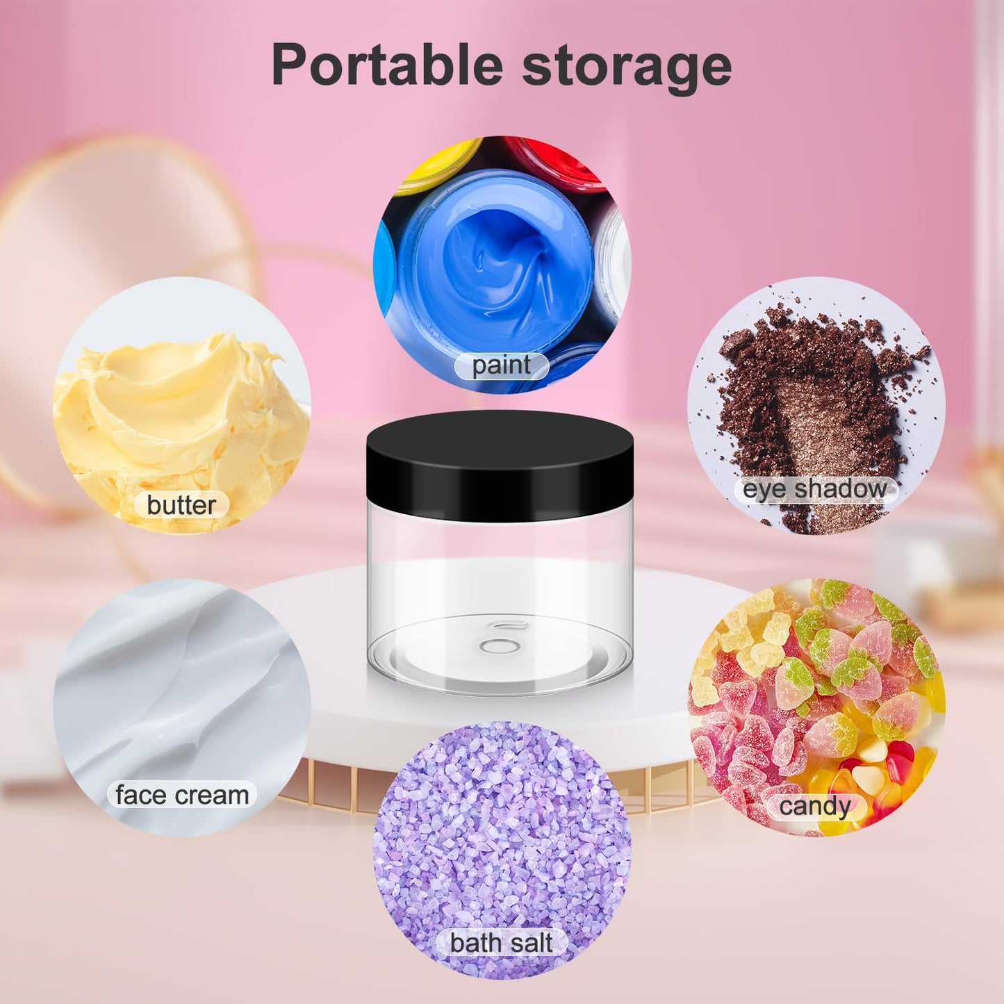 Loretoy 36 Pack 6 OZ Household Plastic Jars with Lids, BPA Free, Reusable, Refillable Transparent Cosmetic Containers for Bath Salts, Cosmetics Beauty and Personal Care Loretoy