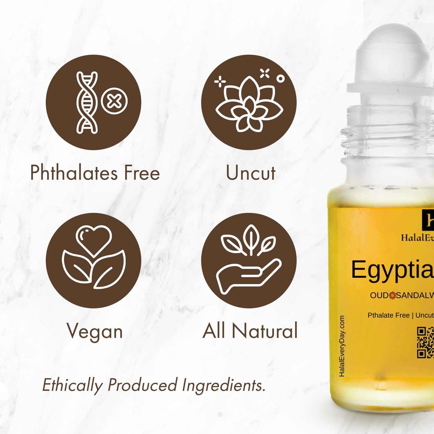 Egyptian Musk Body Oil - 1 oz Glass Roll-On Bottle | Alcohol-Free & DPG-Free Perfume Oil for Body, Hair & Skin by Halal Everyday